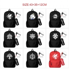 24 Styles Genshin Impact Cartoon Anime Canvas Backpack Bag+Pencil Bag Set