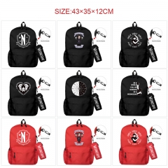 18 Styles Wednesday Addams Cartoon Anime Canvas Backpack Bag+Pencil Bag Set
