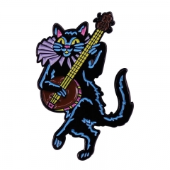 Banjo Cat Cartoon Decorative Alloy Pin Anime Brooch