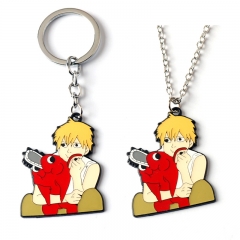 2 Styles Chainsaw Man Cartoon Alloy Anime Necklace/Keychain