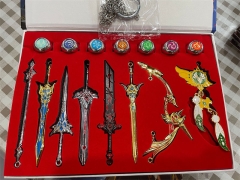 Genshin Impact Chinese Game Anime Alloy Keychain Crafts Weapon Set