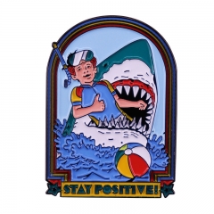 Shark Stay Positive Decorative Cartoon Alloy Pin Anime Brooch