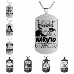 24 Styles Naruto Cartoon Stainless Steel Dog Tag Anime Necklace