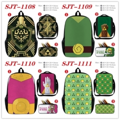 4 Styles 3PCS/SET The Legend Of Zelda Cartoon Canvas Anime Lunch Bag+Pencil Box+Backpack Bag Set