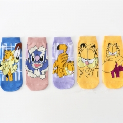 (5PAIRS/SET) Garfield Cartoon Short Anime Socks