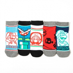 5 Styles Super Mario Bro Free Size Anime Short Socks