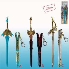 3 Styles 22CM Genshin Impact Anime Alloy Weapon Sword Keychain