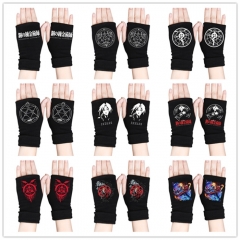 16 Styles Fullmetal Alchemist Anime Half Finger Gloves Winter Gloves