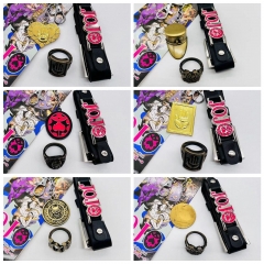 13 Styles JoJo's Bizarre Adventure Cartoon Anime Keychain+Ring+Bracelet Set