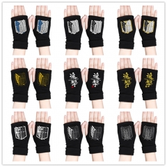 24 Styles Attack on Titan/Shingeki No Kyojin Anime Half Finger Gloves Winter Gloves