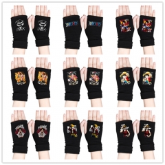 21 Styles One Piece Anime Half Finger Gloves Winter Gloves
