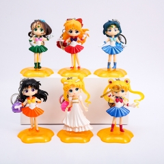 6PCS/SET 8CM Pretty Soldier Sailor Moon Cartoon PVC Anime Figure Keychain