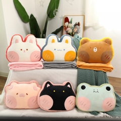 11 Styles Rabbit Bear Plush Toy Soft Pillow With Blanket