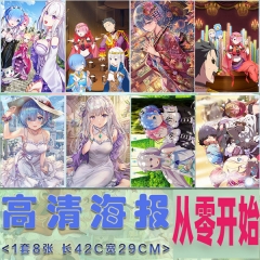 8PCS/SET 42*29CM Re: Life in a Different World from Zero Cartoon Canvas Anime Poster