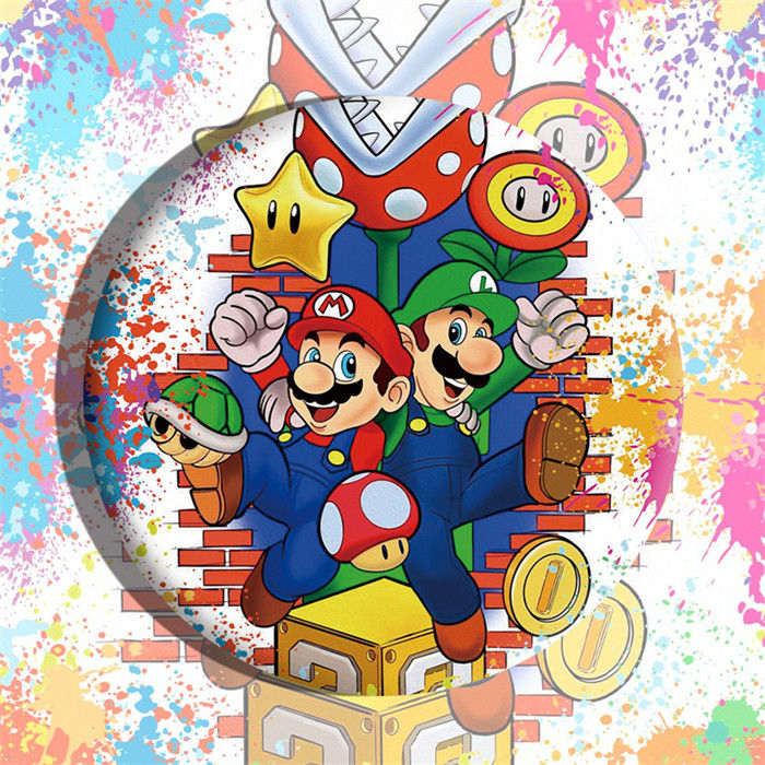 Mario Block Animed 8 Styles Super Mario Bro Cartoon Anime Alloy Badge Brooch
