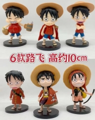 6PCS/SET 10CM One Piece Luffy Anime PVC Figure Toy