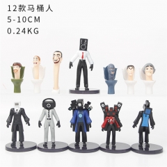 12PCS/SET 5-10CM Skibidi Toilet Anime PVC Figure Toy