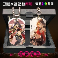 2 Styles Genshin Impact Dehya Stainless Steel Two Sides Dog Tag Anime Necklace
