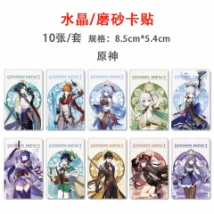 5 Styles 10PCS/SET Genshin Impact Anime ID Card Sticker
