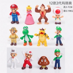 12PCS/SET 3-7CM Super Mario Bro Anime PVC Figure Toy