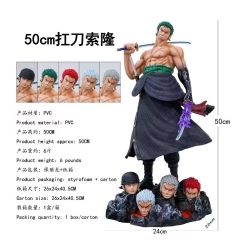 50cm GK Model One Piece Zoro Anime Figure Toy ( Change Head)