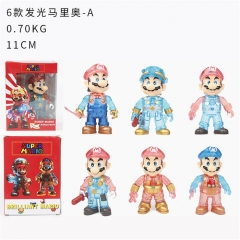 6PCS/SET 11CM Super Mario Bro Anime PVC Figure Toy Doll (With Light)