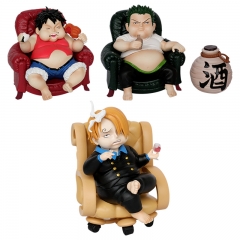 13.5-18CM 3 Styles One Piece Luffy Sanji Zoro Cartoon PVC Anime Figure Toy