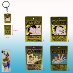 4 Styles One Piece WANTED Cartoon Alloy Anime Keychain