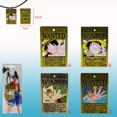 4 Styles One Piece WANTED Cartoon Alloy Anime Necklace
