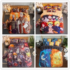 5 Styles 3 Size Naruto Cartoon Printing Anime Anime Pattern Bedding Set ( Pillow Case + Quilt Cover + Bed Sheet )