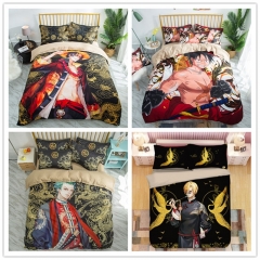 14 Styles 3 Size One Piece Cartoon Printing Anime Pattern Bedding Set ( Pillow Case + Quilt Cover + Bed Sheet )
