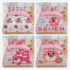 12 Styles 3 Size Lots-o'-Huggin' Bear Cartoon Printing Anime Pattern Bedding Set ( Pillow Case + Quilt Cover + Bed Sheet )