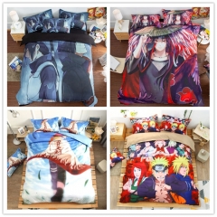 11 Styles 3 Size Naruto Cartoon Printing Anime Pattern Bedding Set ( Pillow Case + Quilt Cover + Bed Sheet )