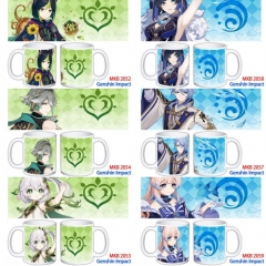 (5PCS/SET) 30 Styles Genshin Impact Cartoon Ceramic Anime Mug Cup
