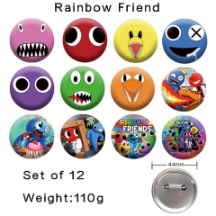 （12PCS/SET）44MM Rainbow Friends Cartoon Anime Alloy Badge Brooch
