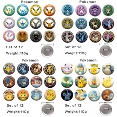 （12PCS/SET）5 Styles 44MM Pokemon Cartoon Anime Alloy Badge Brooch