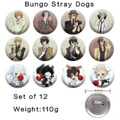 （12PCS/SET）2 Styles 44MM Bungo Stray Dogs Cartoon Anime Alloy Badge Brooch