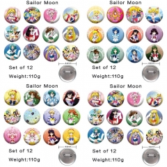 （12PCS/SET）3 Styles 44MM Pretty Soldier Sailor Moon Cartoon Anime Alloy Badge Brooch