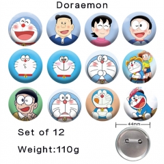 （12PCS/SET）2 Styles 44MM Doraemon Cartoon Anime Alloy Badge Brooch