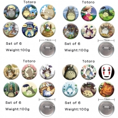 （6PCS/SET）4 Styles 75MM My Neighbor Totoro Cartoon Anime Alloy Badge Brooch