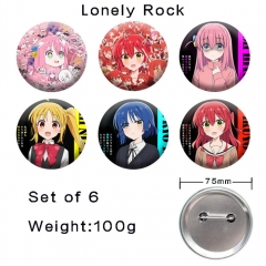 （6PCS/SET）2 Styles 75MM Bocchi the Rock! Cartoon Anime Alloy Badge Brooch