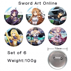 （6PCS/SET）2 Styles 75MM Sword Art Online | SAO Cartoon Anime Alloy Badge Brooch