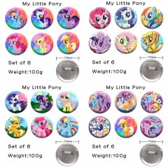 （6PCS/SET）4 Styles 75MM My Little Pony Cartoon Anime Alloy Badge Brooch