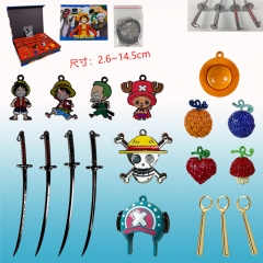 18PCS/SET One Piece Cartoon Alloy Anime Necklace Keychain Earring Weapon Jewelry
