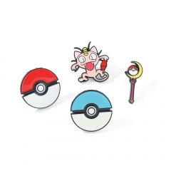 4 Styles Pokemon Alloy Badge Pin Anime Brooch