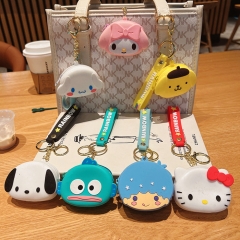 9 Styles Sanrio Hello Kitty Kuromi Cinnamoroll My Melody Silicone Coin Purse Anime Mini Wallet Keychain