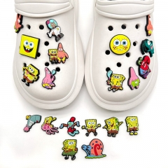 20PCS/SET SpongeBob SquarePants DIY Slippers Decoration PVC Cartoon Shoe Charms Buckle Accessories