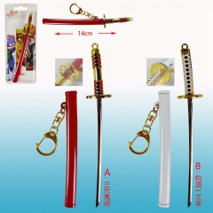 14CM 2 Styles One Piece Zoro Anime Metal Weapon Sword Katana Keychain