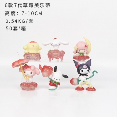2 Styles 6PCS/SET 7-10CM Sanrio Melody Cinnamoroll Pom Kuromi Cartoon Anime PVC Figure