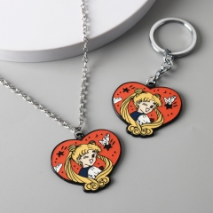 2 Styles Pretty Soldier Sailor Moon Tsukino Usagi Cartoon Anime Alloy Keychain Necklace